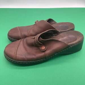 Björndal Ivy Brown Leather Monk Strap Cap Toe Clog Mule Shoe Womens Size 8 M